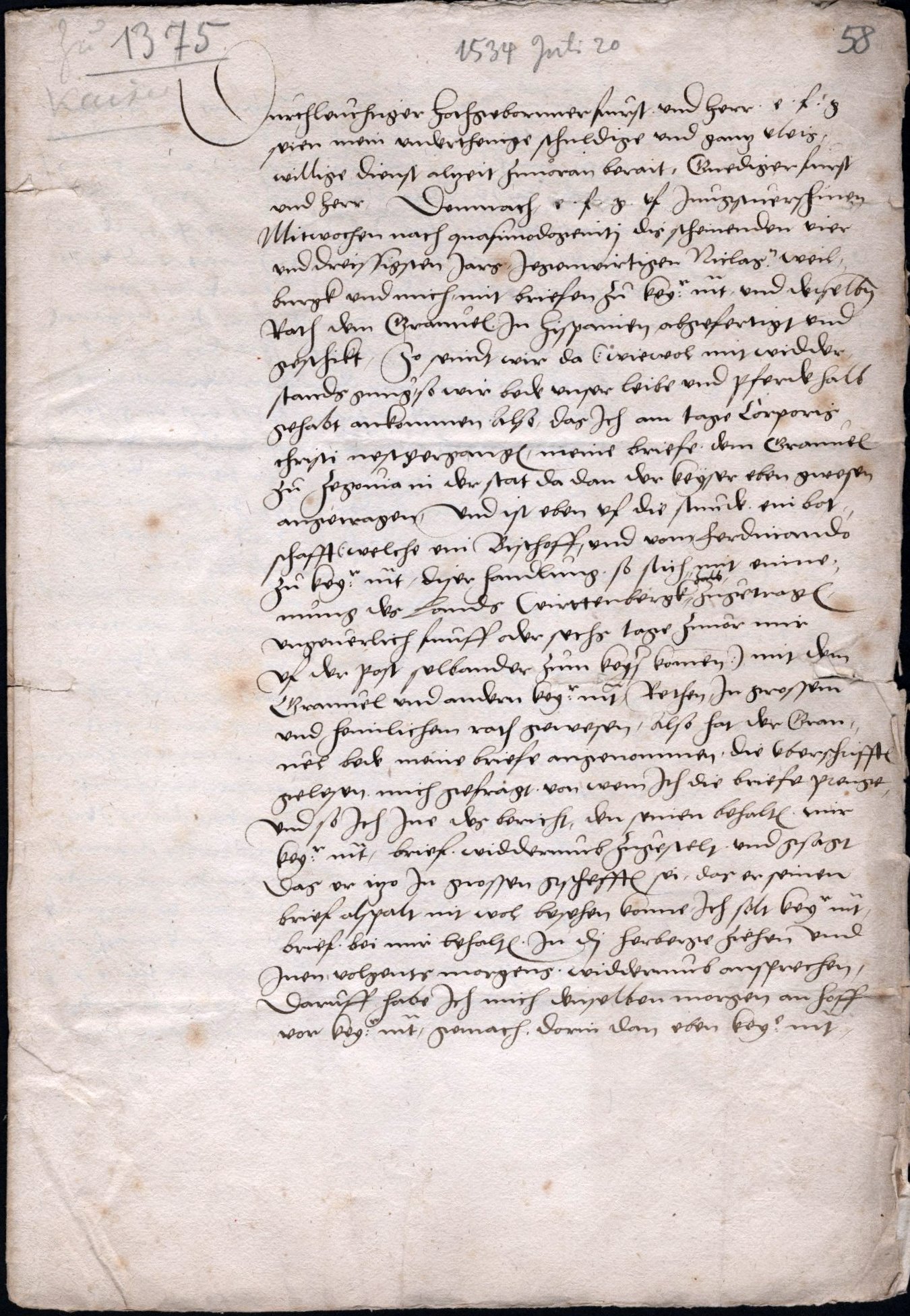 Granvella, Kaiser Karl V. und Landgraf Philipp I.,  vom 20. Juli 1534