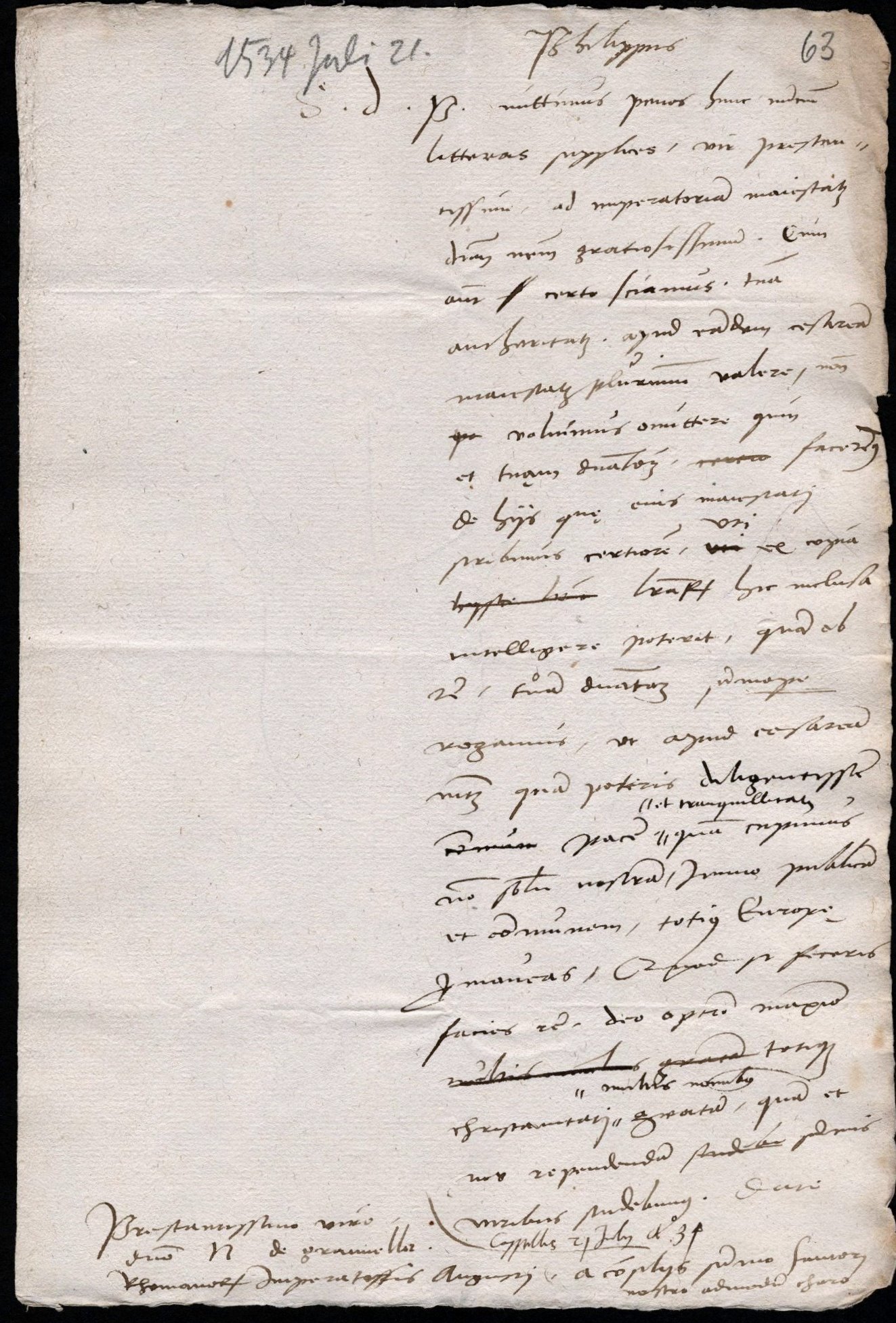 Granvella, Kaiser Karl V. und Landgraf Philipp I.,  vom 20. Juli 1534