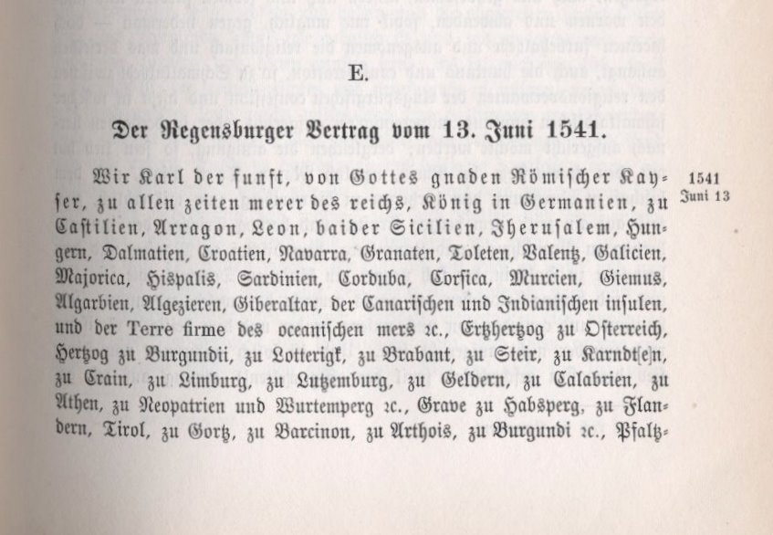 Der geheime Regensburger Vertrag zwischen Kaiser Karl V. und Landgraf Philipp I. vom 13. Juni 1541