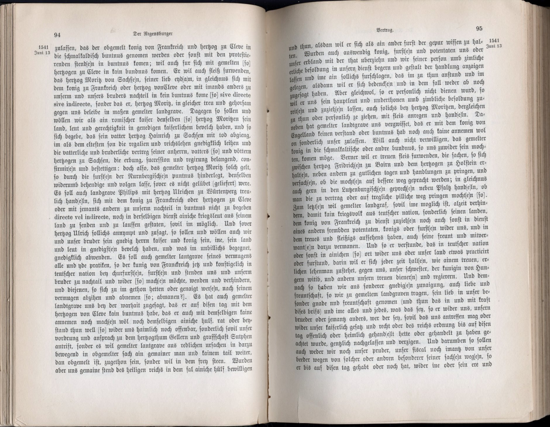 Der geheime Regensburger Vertrag zwischen Kaiser Karl V. und Landgraf Philipp I. vom 13. Juni 1541
