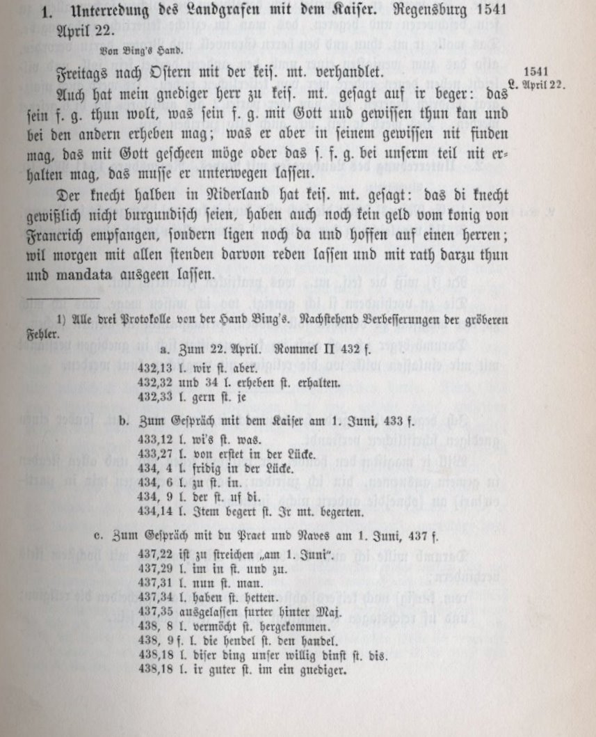 Unterredung des Landgrafen mit dem Kaiser, Regensburg, den 22. April 1541