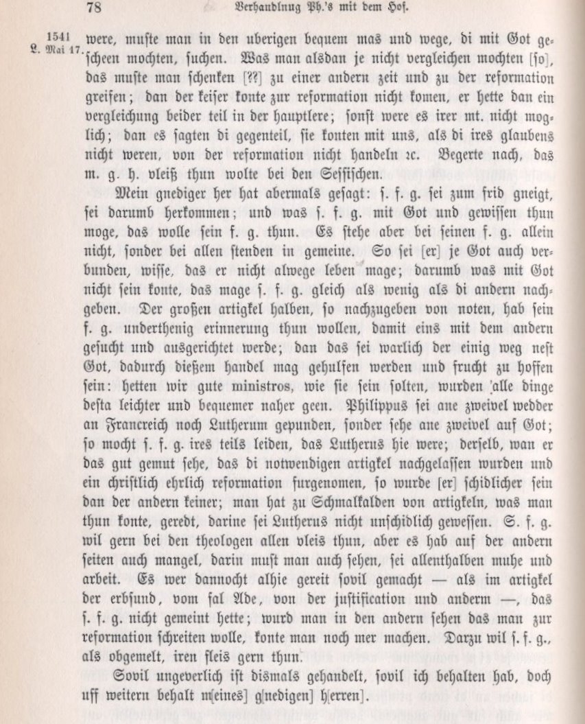 Unterredung des Landgrafen mit dem Kaiser, Regensburg, den 22. April 1541