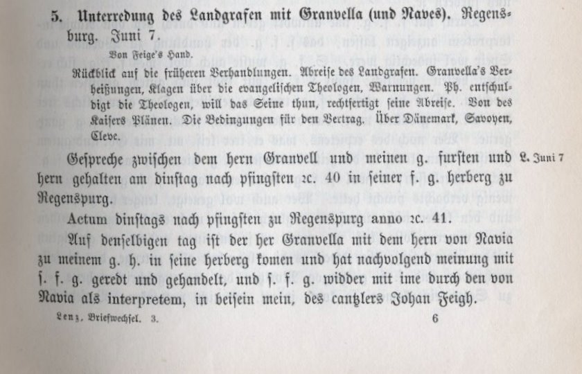 Unterredung des Landgrafen mit Granvella und Naves, Regensburg, den 7. Juni 1541