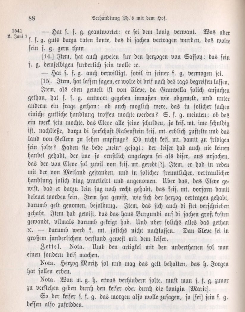 Unterredung des Landgrafen mit Granvella und Naves, Regensburg, den 7. Juni 1541