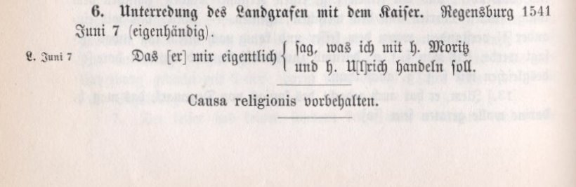 Unterredung des Landgrafen mit dem Kaiser, Regensburg, den 7. Juni 1541