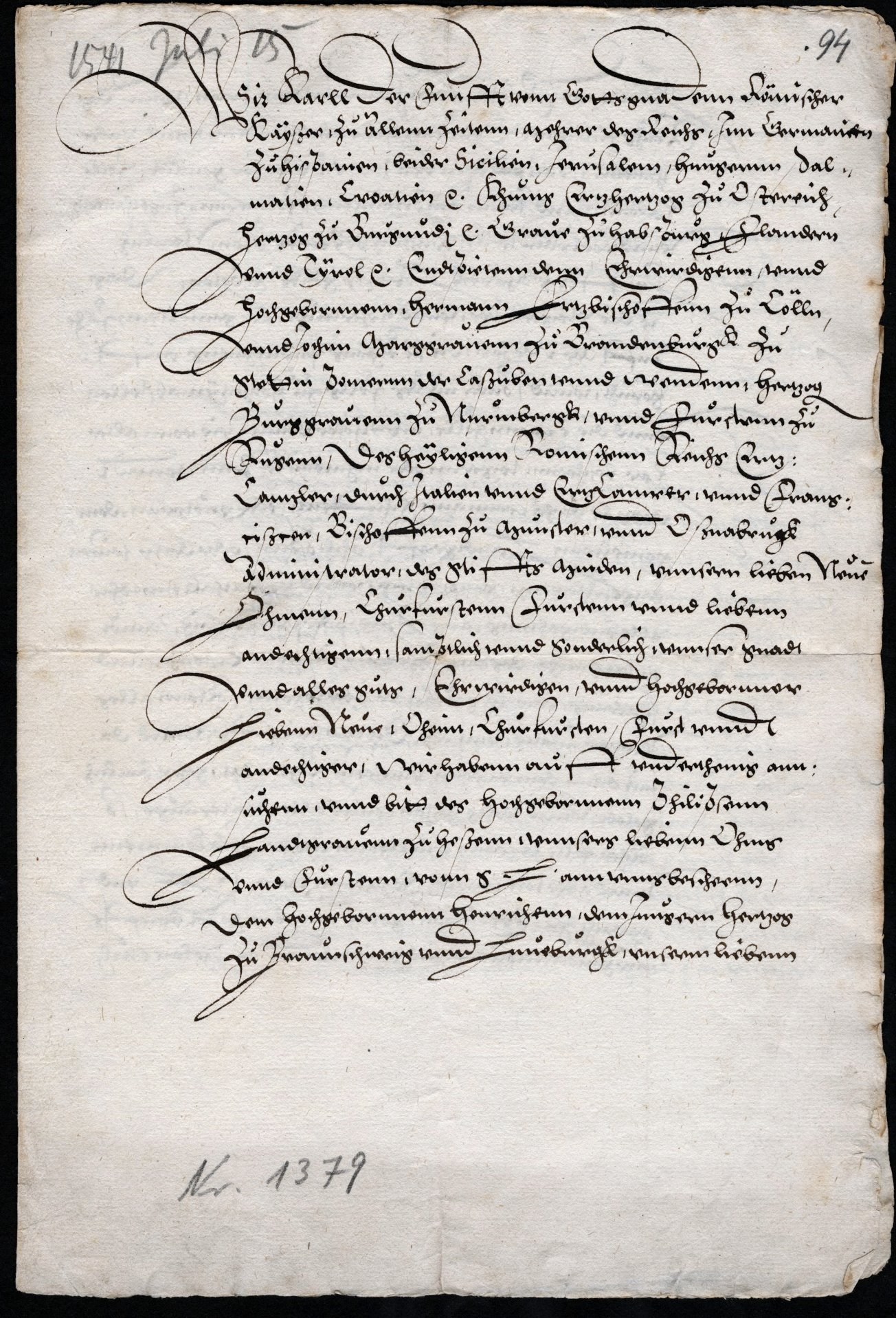Der Vertrag vom 15. Juli 1541