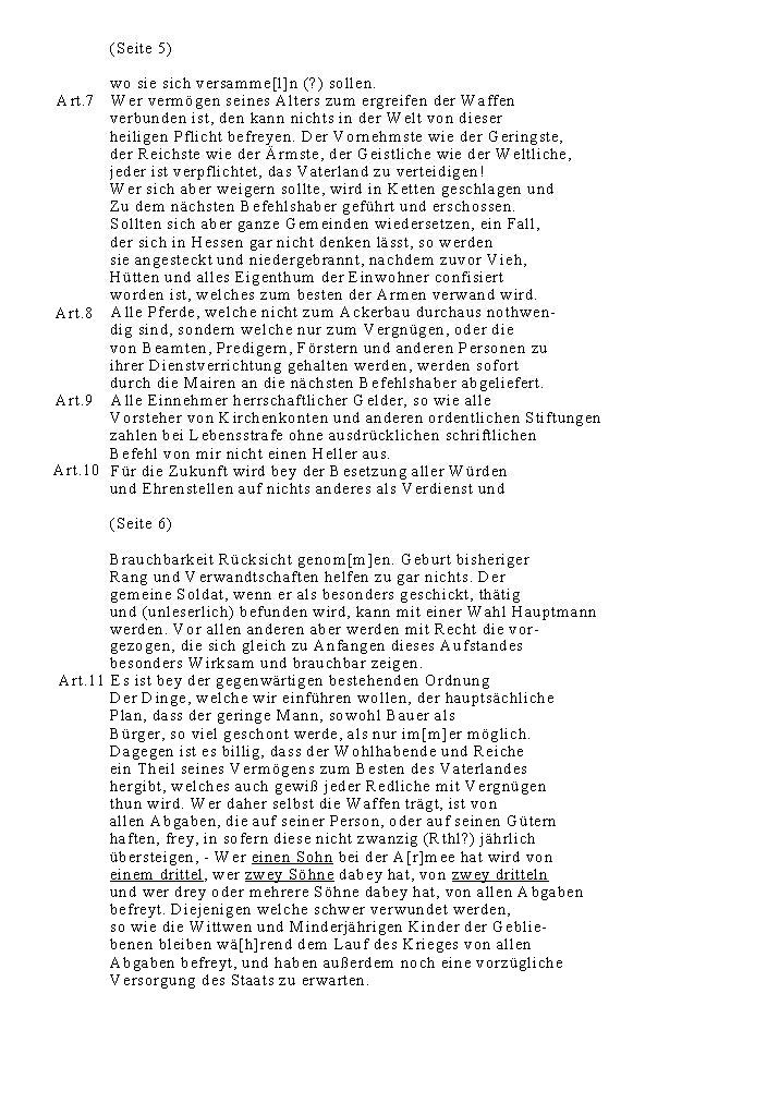 Aufruf zum Aufstand, Auszug aus der Akte der Maires und Friedensrichter des Distikts Kassel, über die im April 1809 ausgebrochene Insurektion.