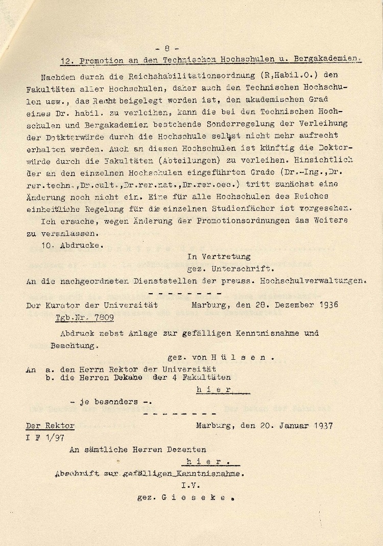 Regelung des Promotionsverfahrens