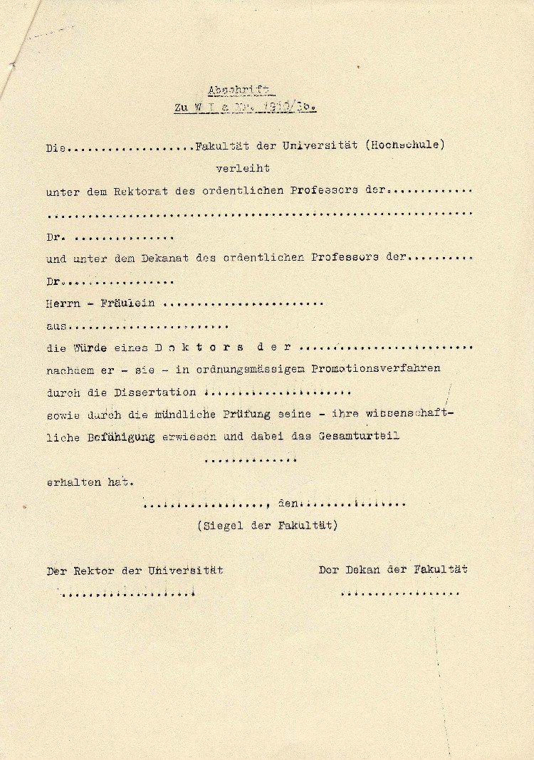 Regelung des Promotionsverfahrens
