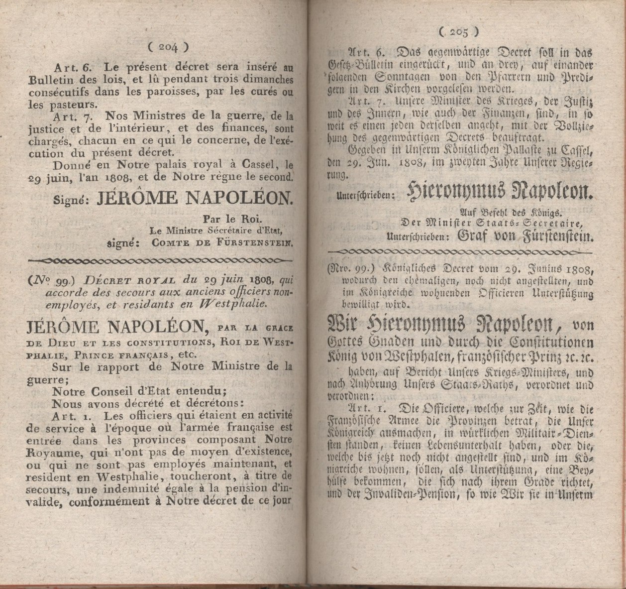Königliches Dekret vom 20. Juni 1808, welches Maaßregeln gegen die Deserteurs, gegen die Wiederspenstigen Conscribirten und diejenigen, die sie begünstigen enthält.
