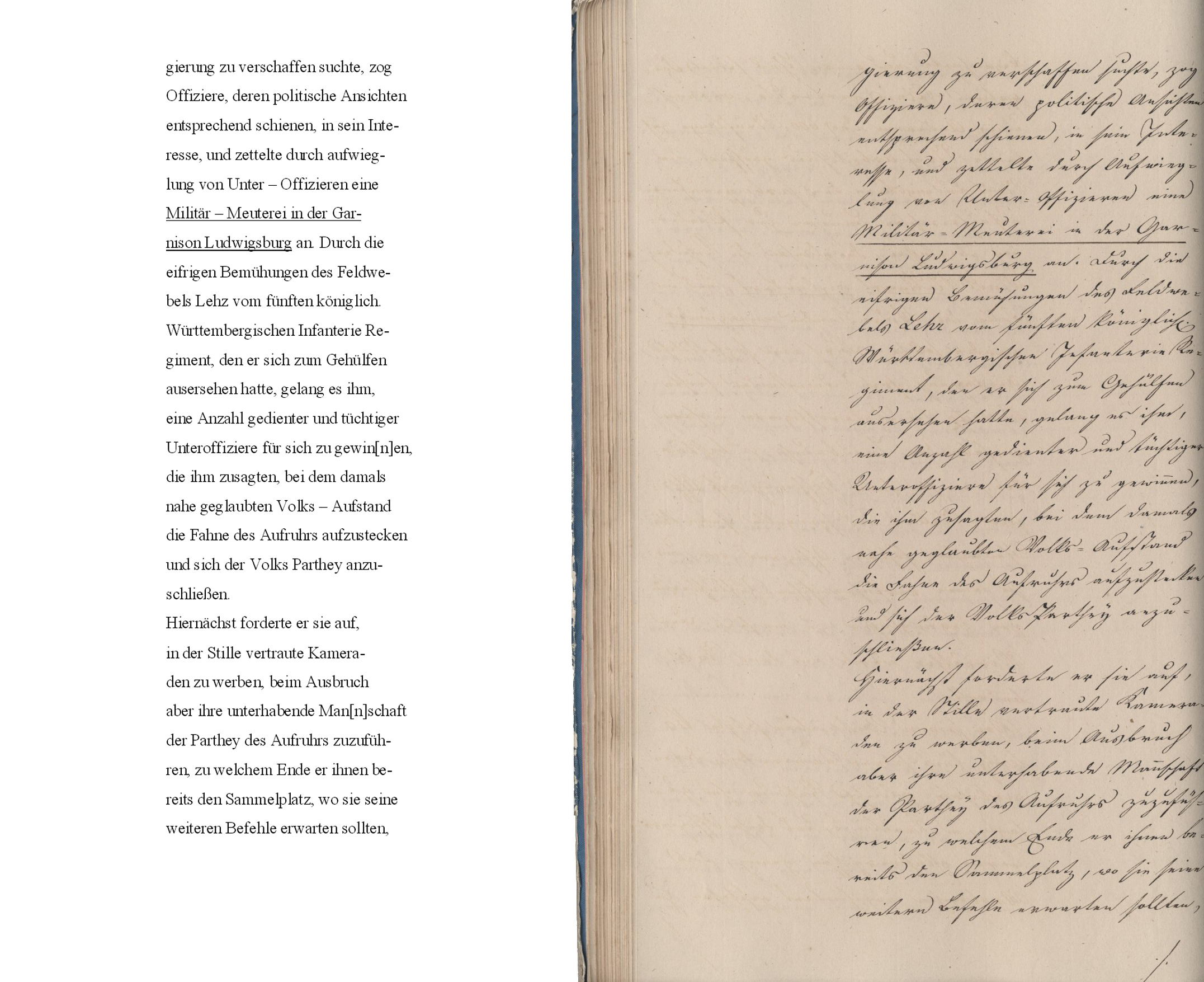 Revolutionäre Umtriebe in dem Königreich Württemberg; insbesondere Militär – Meuterei des Oberlieutennants Koseritz. (§ 7) II