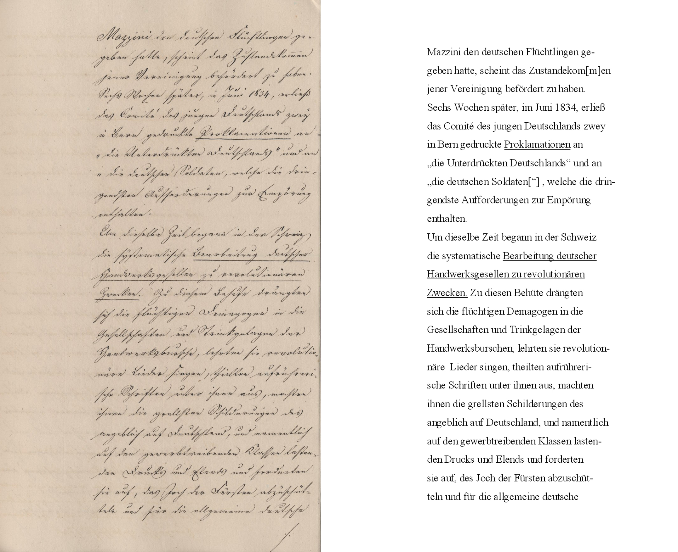 Umtriebe der deutschen politischen Flüchtlinge in der Schweiz. Das junge Deutschland. Bearbeitung deutscher Handwerksgesellen zu revolutionären Zwecken. (§ 14) IV