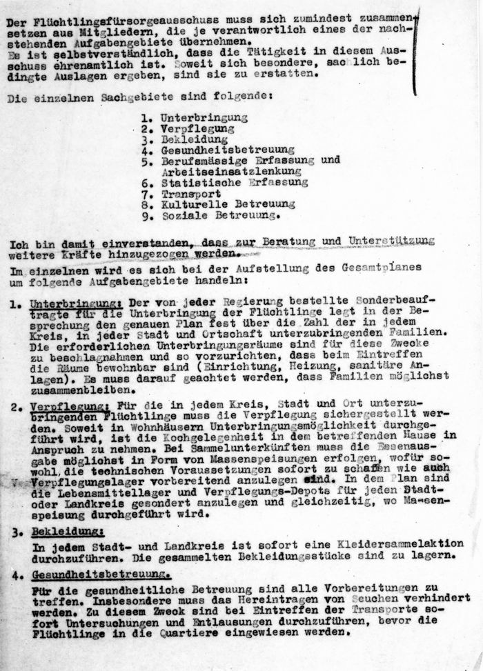 Erlaß des Groß-Hessischen Staatsministeriums vom 25. Oktober 1945 betr. Unterbringung von Flüchtlingen