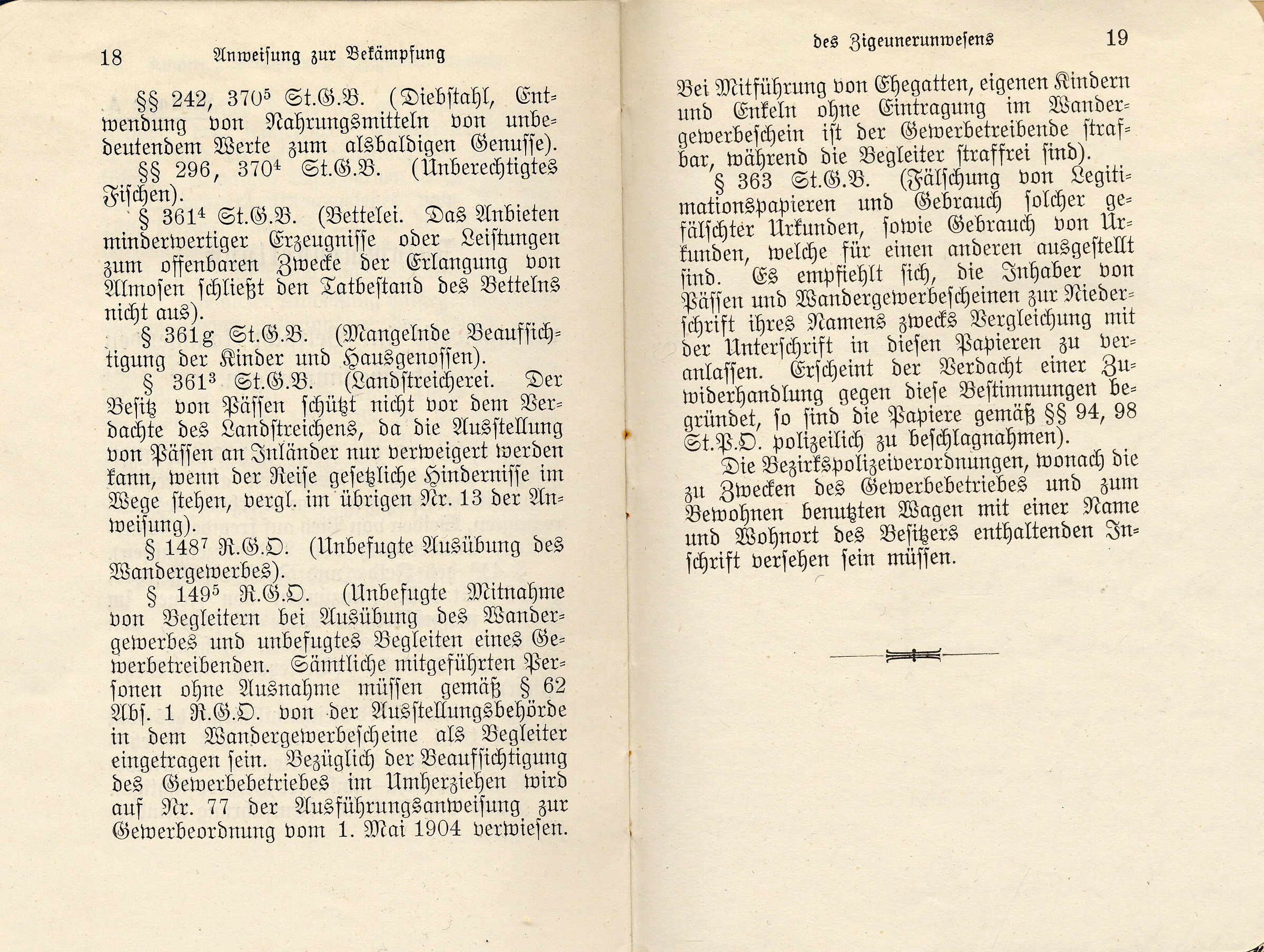 Ministerialanweisung des Innenministeriums des Königreichs Preußen zur "Bekämpfung des Zigeunerunwesens", 17. Februar 1906