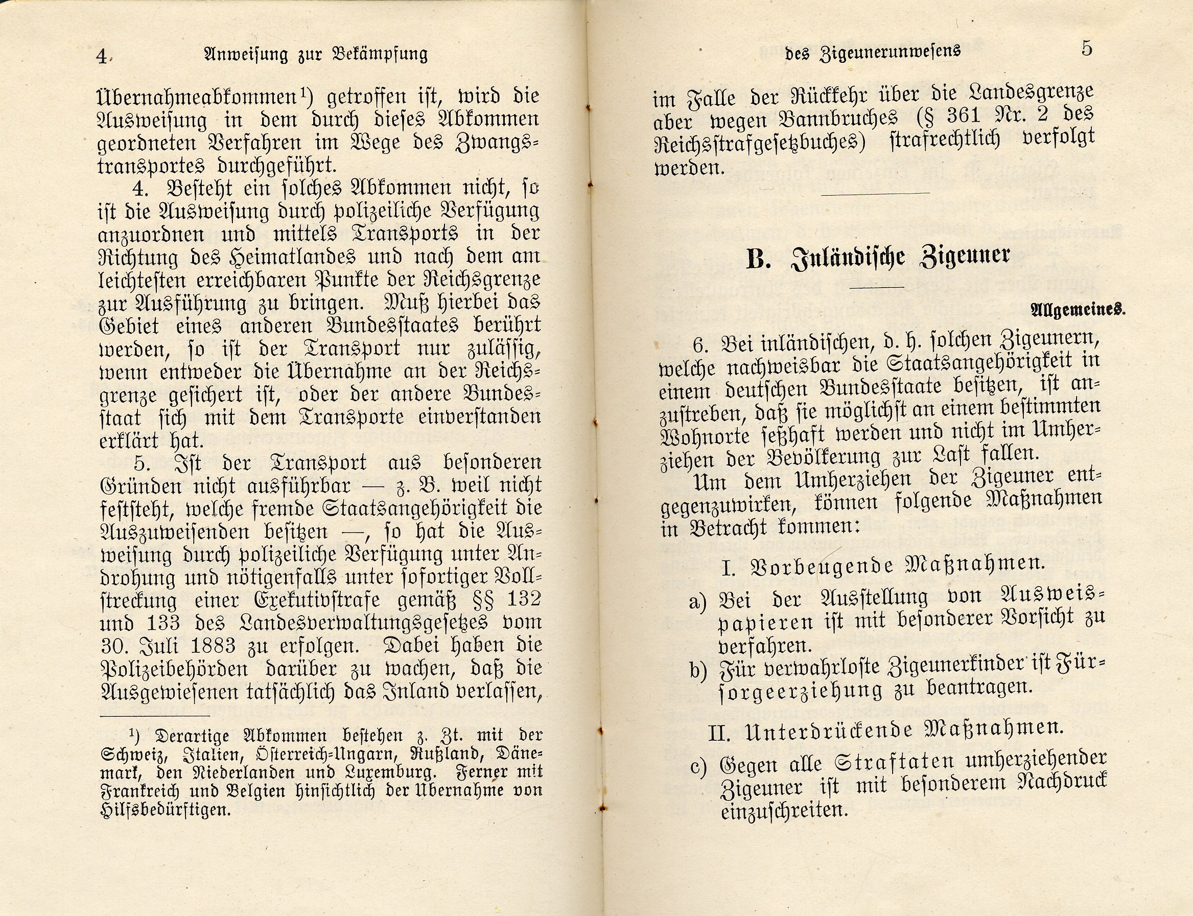 Ministerialanweisung des Innenministeriums des Königreichs Preußen zur "Bekämpfung des Zigeunerunwesens", 17. Februar 1906