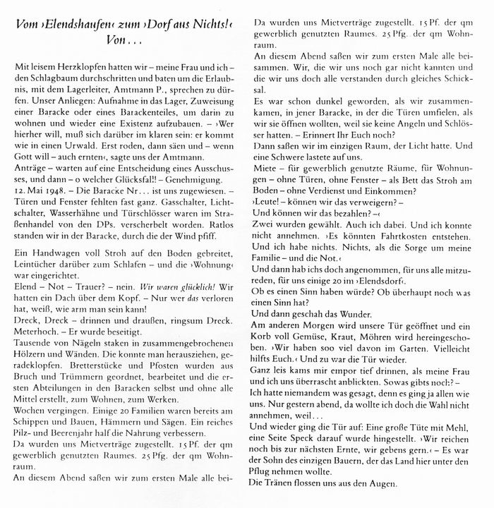 Erlebnisbericht über die Aufnahme im Lager Trutzhain