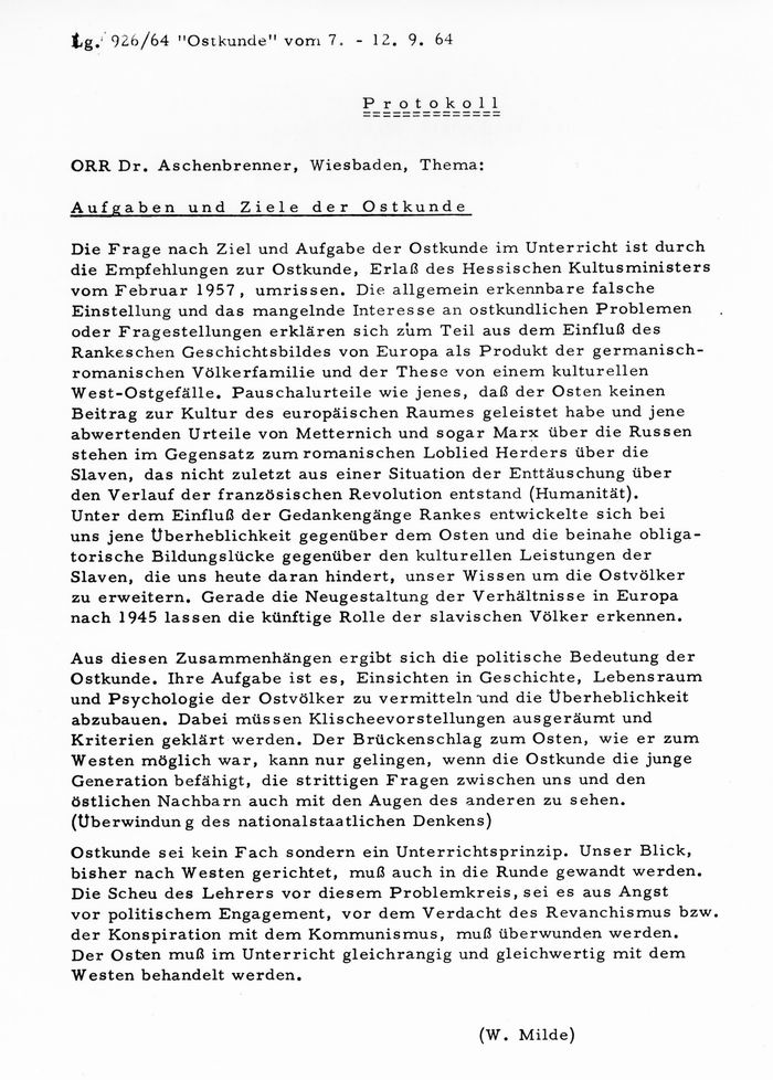 Aufgabe und Ziele der Ostkunde im Unterricht