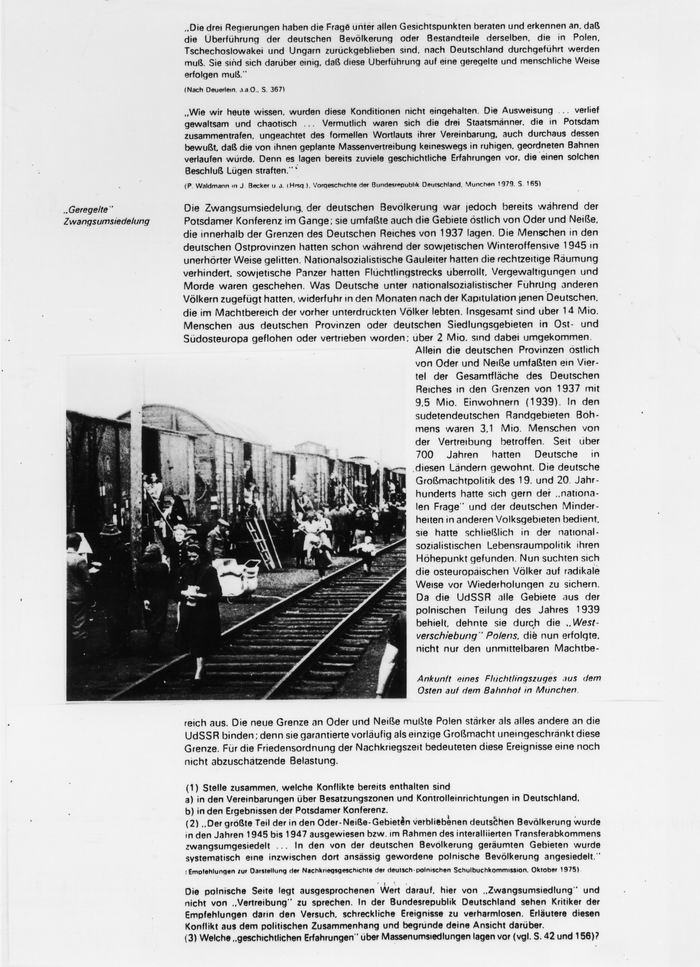 Ein deutsches Schulbuch über die Vertreibung der Deutschen aus den Ostgebieten 1945