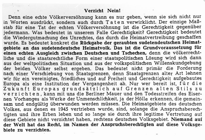 Aufruf, das Sudetengebiet für Deutschland einzufordern