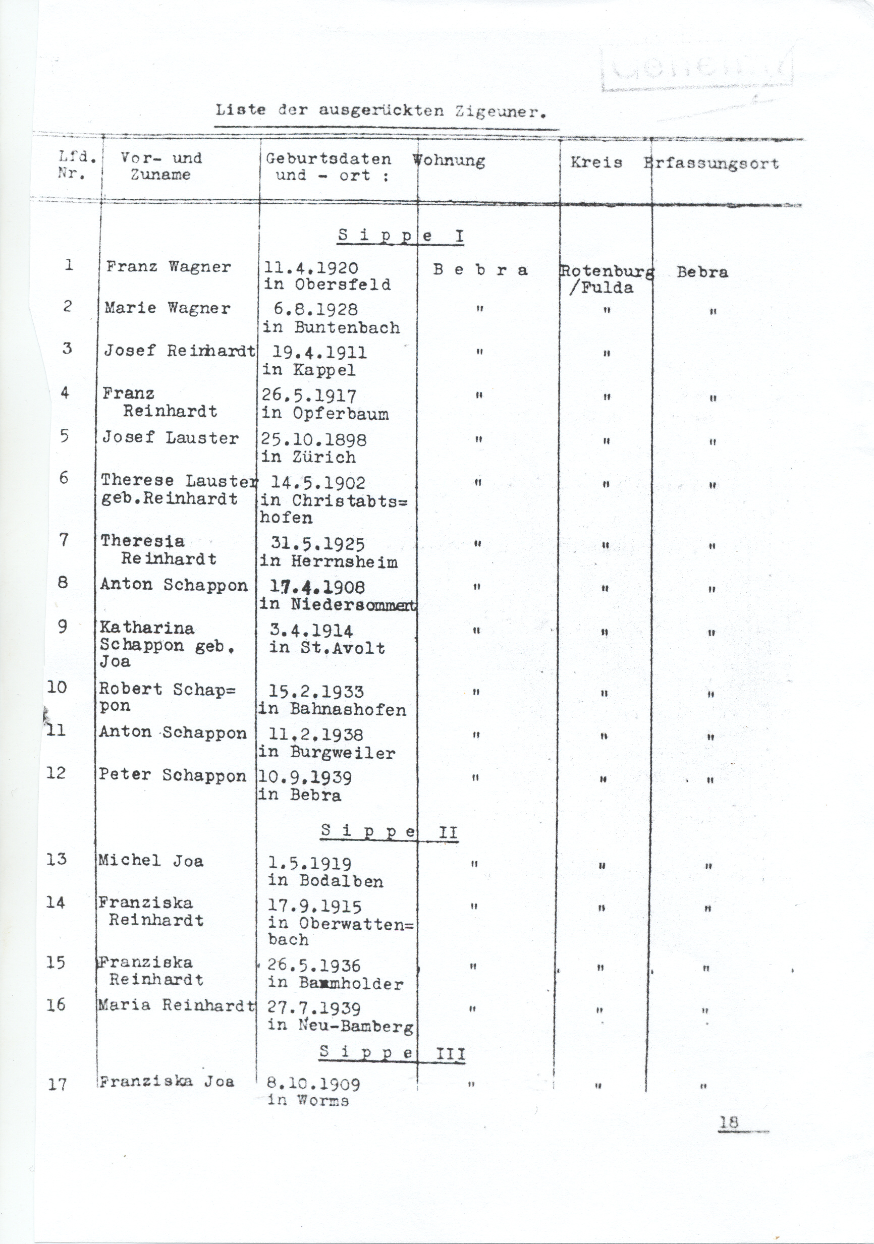 Fahndungsliste der Kriminalpolizei Kassel , 1940