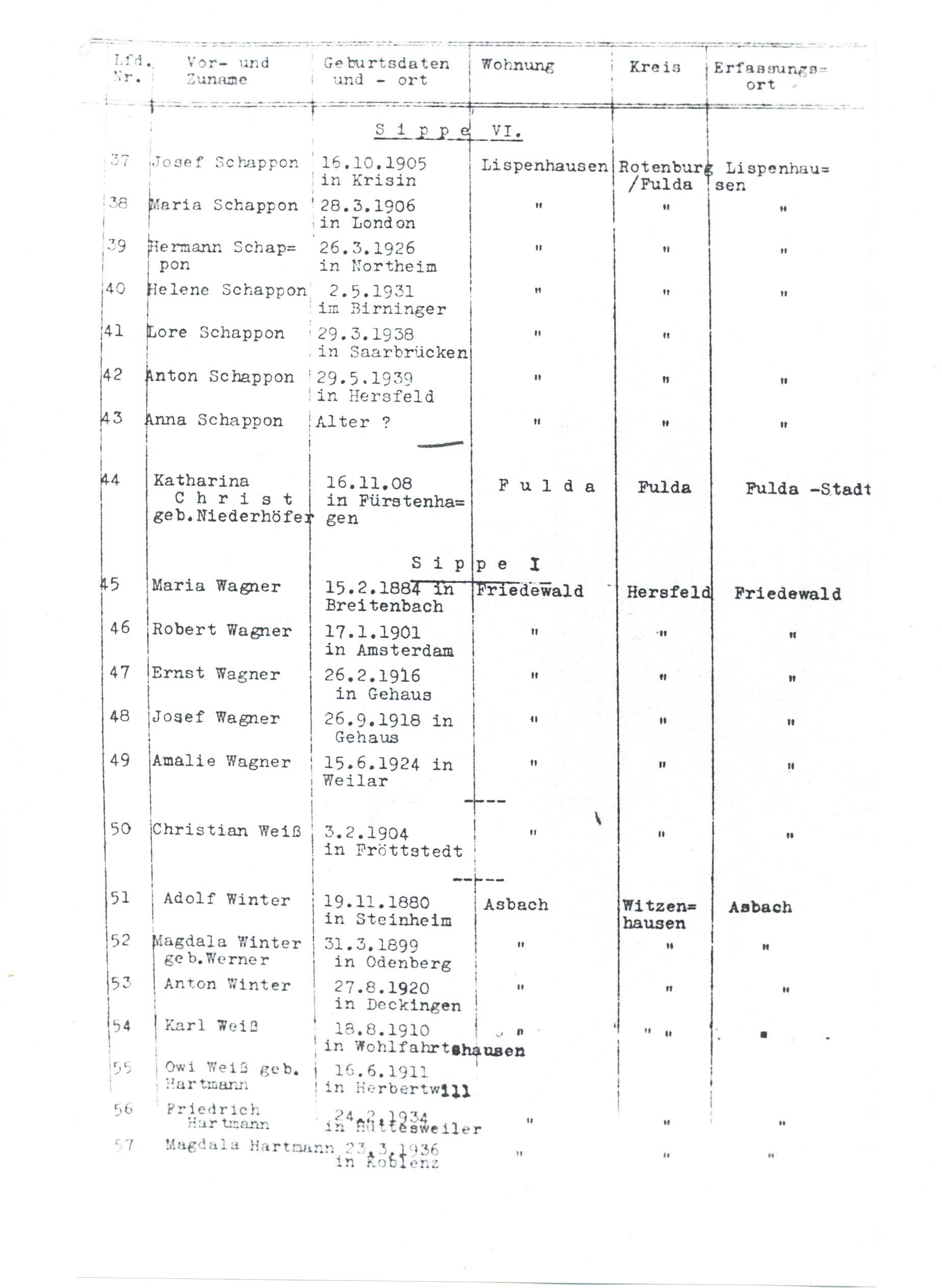 Fahndungsliste der Kriminalpolizei Kassel , 1940