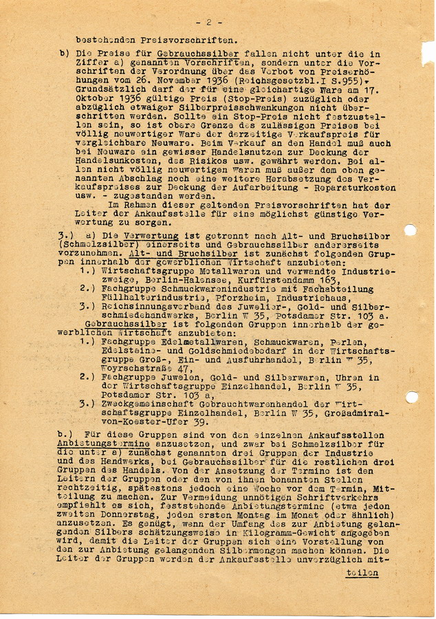 Schnellbrief des Reichswirtschaftsministers die Ablieferung von Juwelen und Edelmetallen durch Juden betreffend, 23. März 1939
