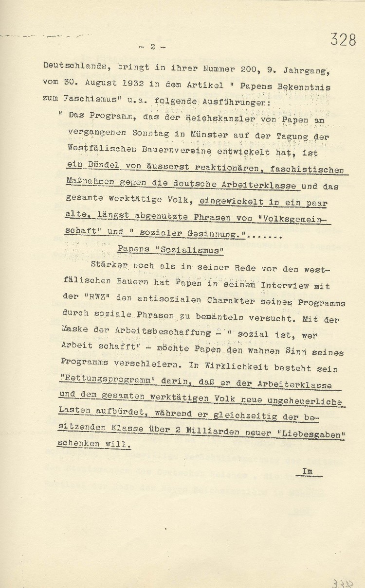 Verbot der kommunistischen „Arbeiterzeitung“ Frankfurt für 2 Wochen wegen Verächtlichmachung des Reichskanzlers von Papen und des „Instituts für Konjunkturforschung“ (Prof. Wagemann)
