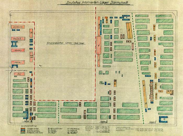 Lageplan: Lageplan des Internierungslager Darmstadt