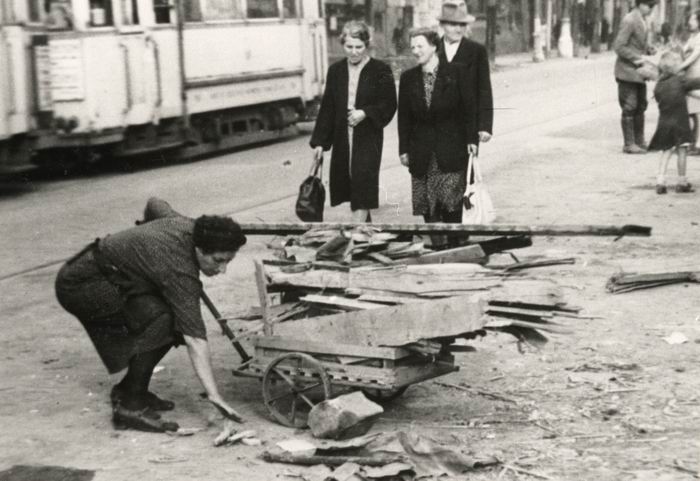 Foto: Holzsammlerin in Frankfurt