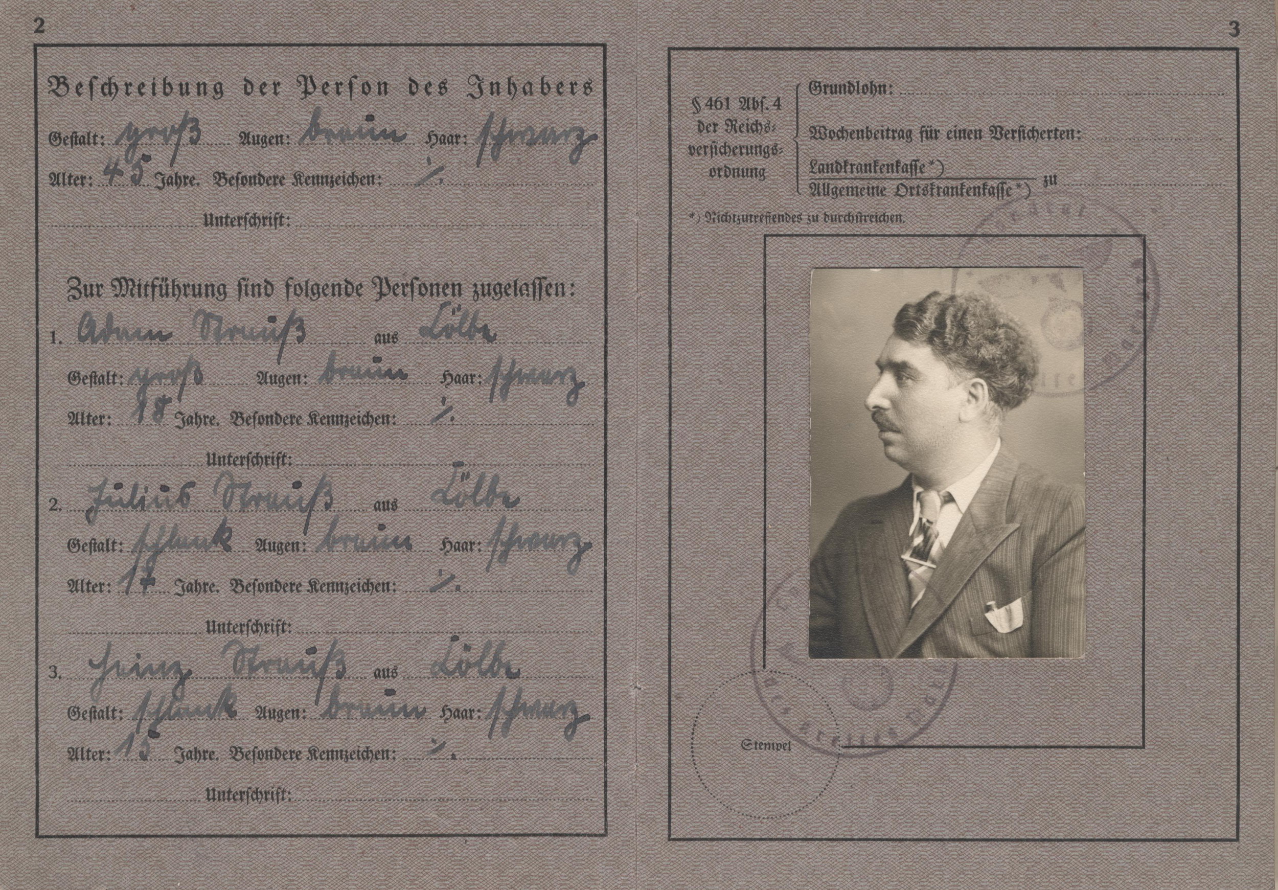 Wandergewerbescheine von Ewald Strauß und Eva Dams, 1940