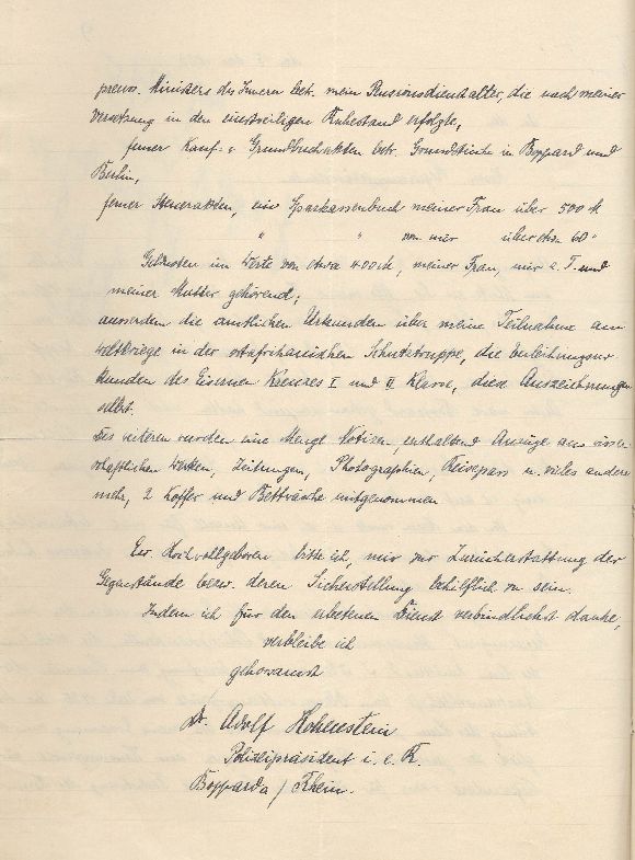 Polizeipräsident Dr. Hohenstein an den Regierungspräsidenten Kassel