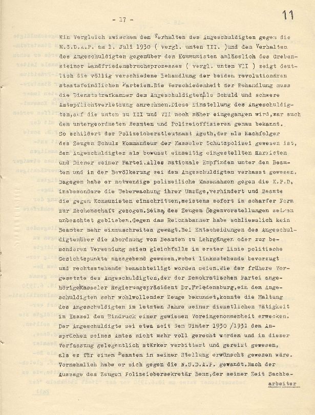 Dienststrafsache gegen Dr. Hohenstein: Aberkennung des Ruhegehaltes, der Hinterbliebenenversorgung und der Amtsbezeichnung (S. 1-66, Auszüge)