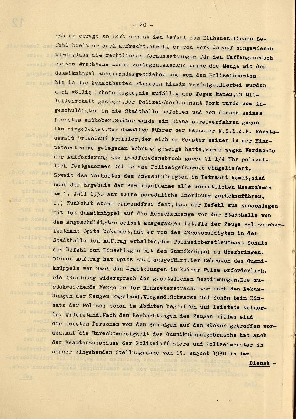 Dienststrafsache gegen Dr. Hohenstein: Aberkennung des Ruhegehaltes, der Hinterbliebenenversorgung und der Amtsbezeichnung (S. 1-66, Auszüge)