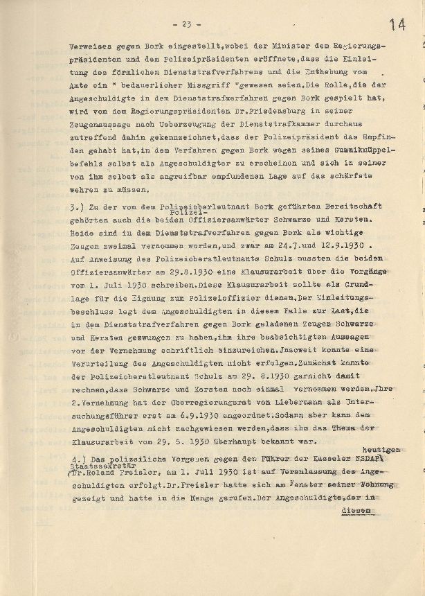 Dienststrafsache gegen Dr. Hohenstein: Aberkennung des Ruhegehaltes, der Hinterbliebenenversorgung und der Amtsbezeichnung (S. 1-66, Auszüge)