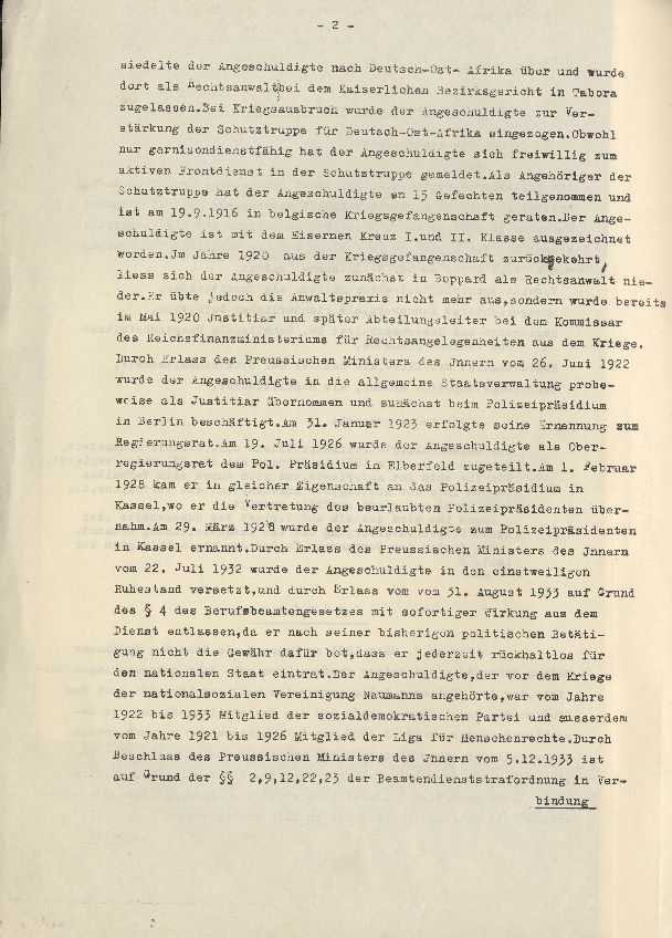 Dienststrafsache gegen Dr. Hohenstein: Aberkennung des Ruhegehaltes, der Hinterbliebenenversorgung und der Amtsbezeichnung (S. 1-66, Auszüge)