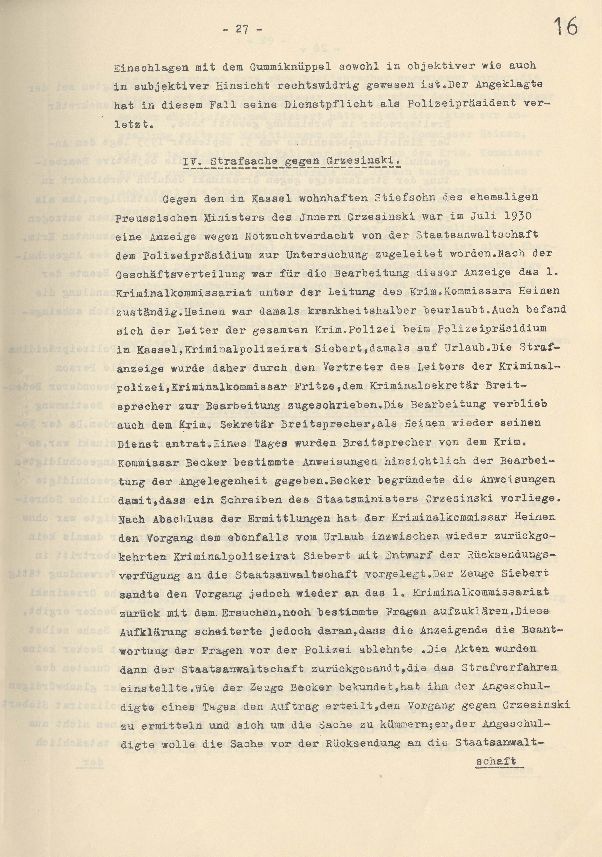 Dienststrafsache gegen Dr. Hohenstein: Aberkennung des Ruhegehaltes, der Hinterbliebenenversorgung und der Amtsbezeichnung (S. 1-66, Auszüge)
