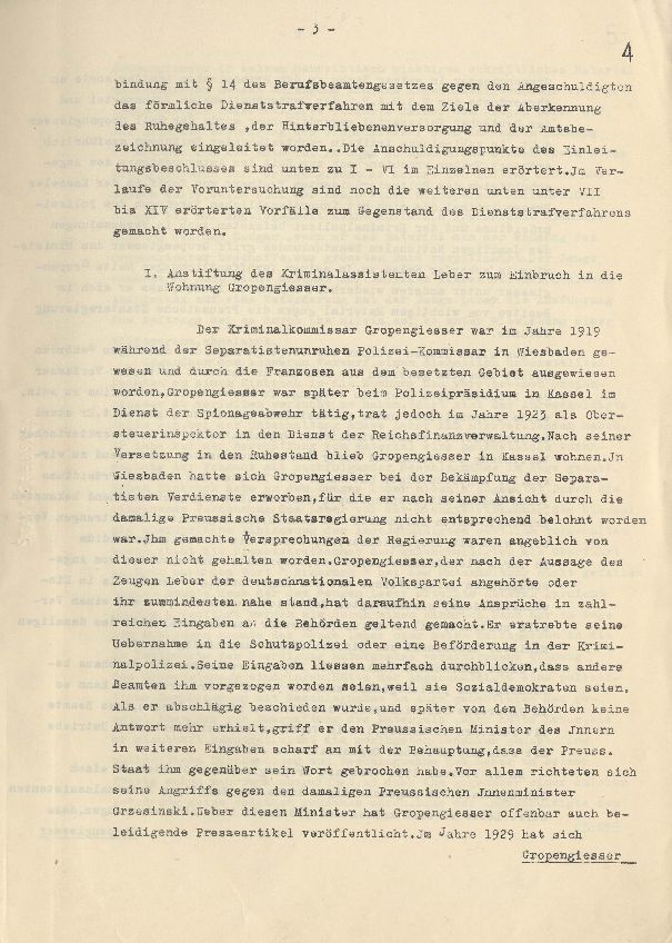 Dienststrafsache gegen Dr. Hohenstein: Aberkennung des Ruhegehaltes, der Hinterbliebenenversorgung und der Amtsbezeichnung (S. 1-66, Auszüge)