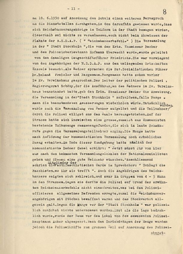 Dienststrafsache gegen Dr. Hohenstein: Aberkennung des Ruhegehaltes, der Hinterbliebenenversorgung und der Amtsbezeichnung (S. 1-66, Auszüge)