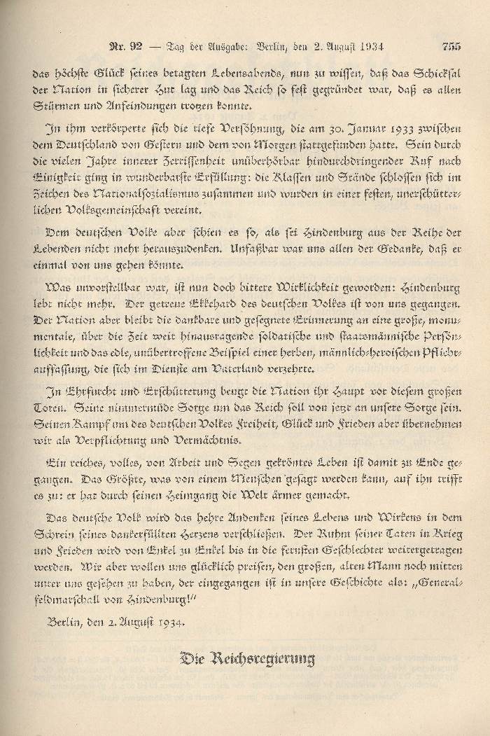 Kundgebung der Reichsregierung an das deutsche Volk