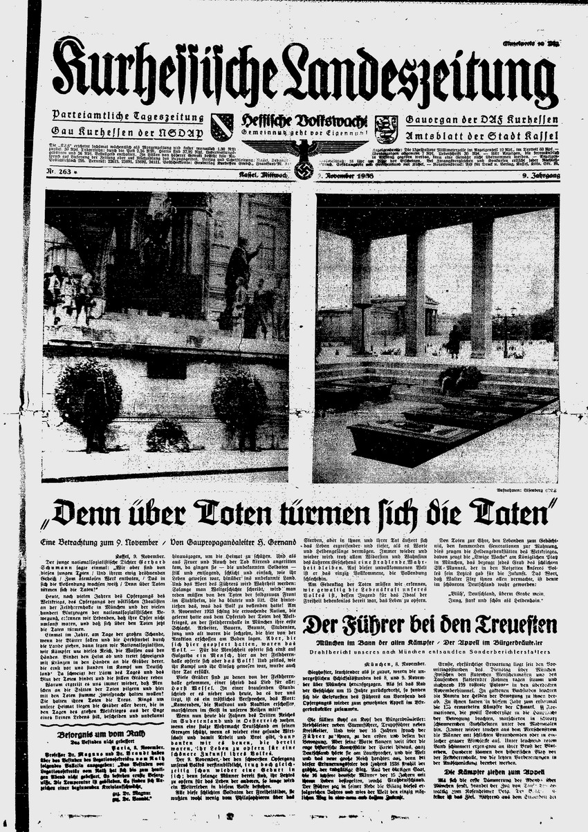 Kurhessische Landeszeitung: „Hersfelder Synagoge in Flammen“, 9. November 1938