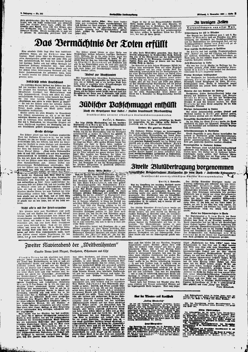 Kurhessische Landeszeitung: „Hersfelder Synagoge in Flammen“, 9. November 1938