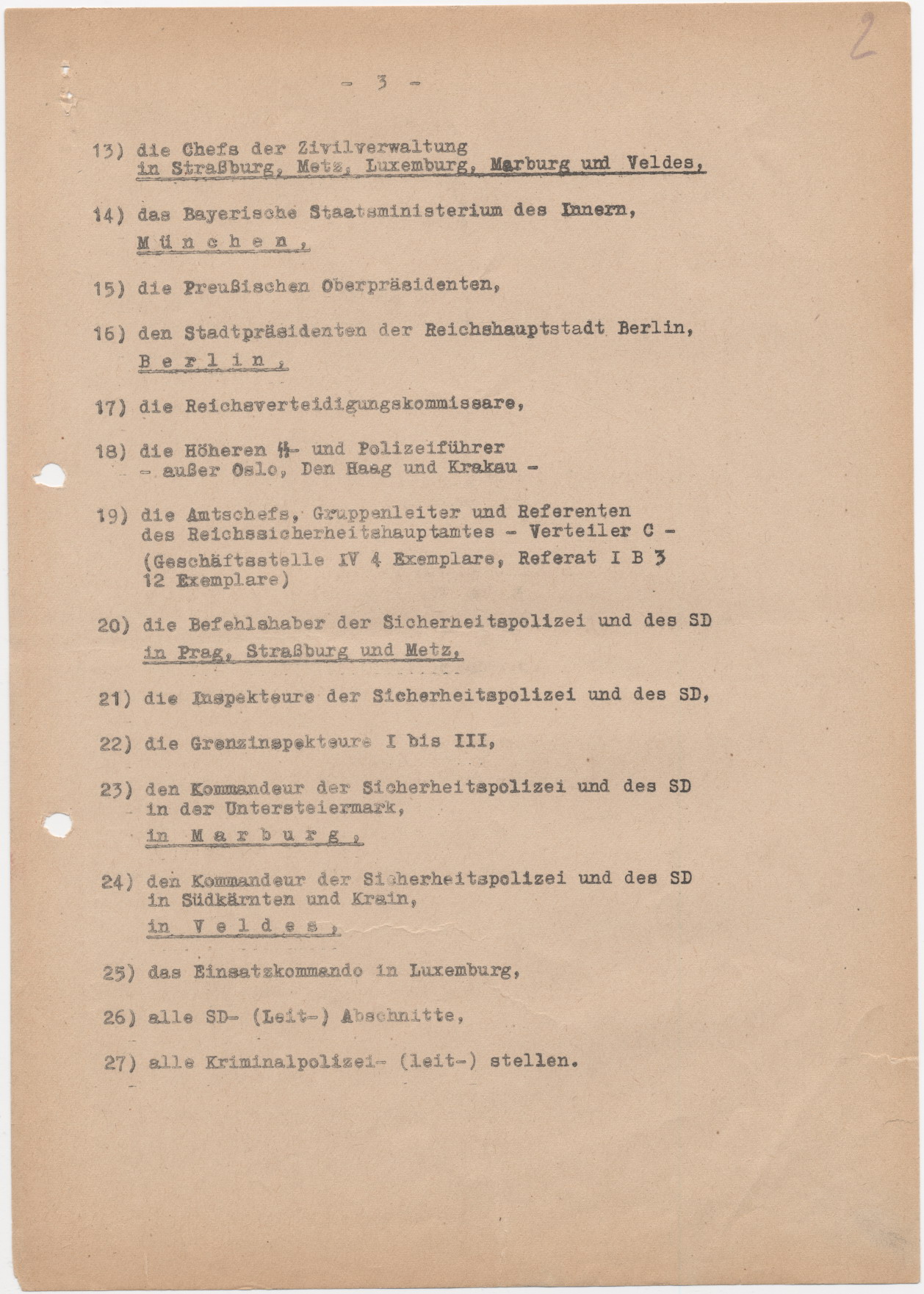 Schreiben des Reichsministers des Inneren, Heydrich, bezüglich der Kennzeichnungspflicht für Juden, Berlin 15.09.1941
