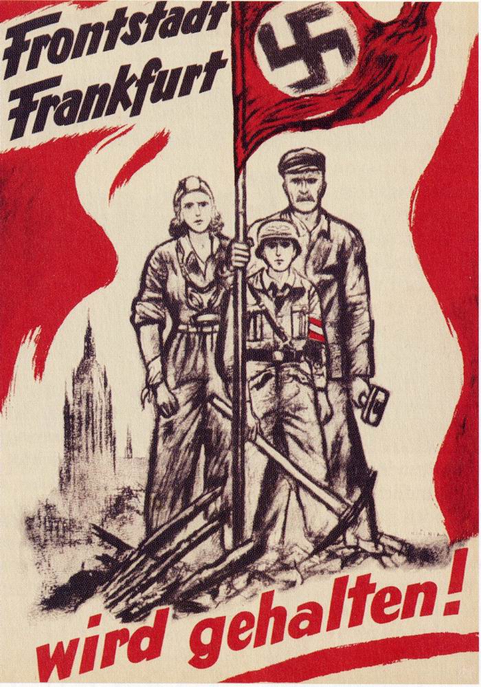 Am 5. Februar 1945 befiehlt das Oberkommando der Wehrmacht die Verteidigung Frankfurts "bis zum letzten Mann" - und am 17. März 1945 ruft General Eisenhowers die Zivilbevölkerung im Raum Frankfurt zum Verlassen der Kampfzone auf