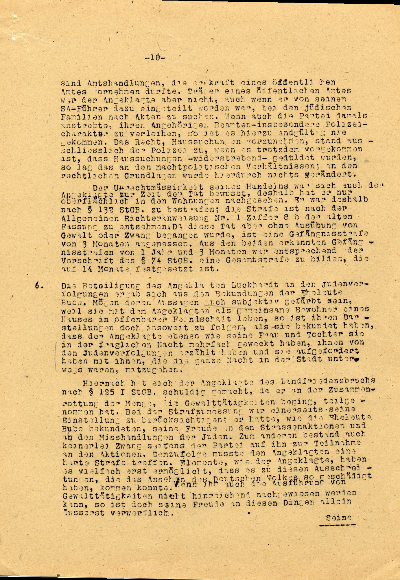 Urteil im Prozess gegen Eisel u.a. wegen der Ausschreitungen am 7./8./9. November 1938 in Bebra, 17. Dezember 1946