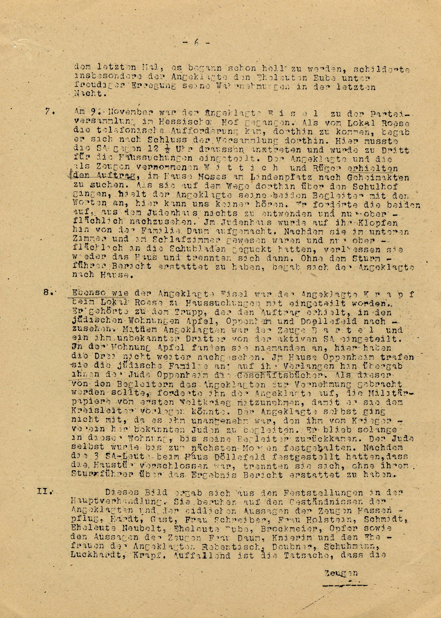 Urteil im Prozess gegen Eisel u.a. wegen der Ausschreitungen am 7./8./9. November 1938 in Bebra, 17. Dezember 1946