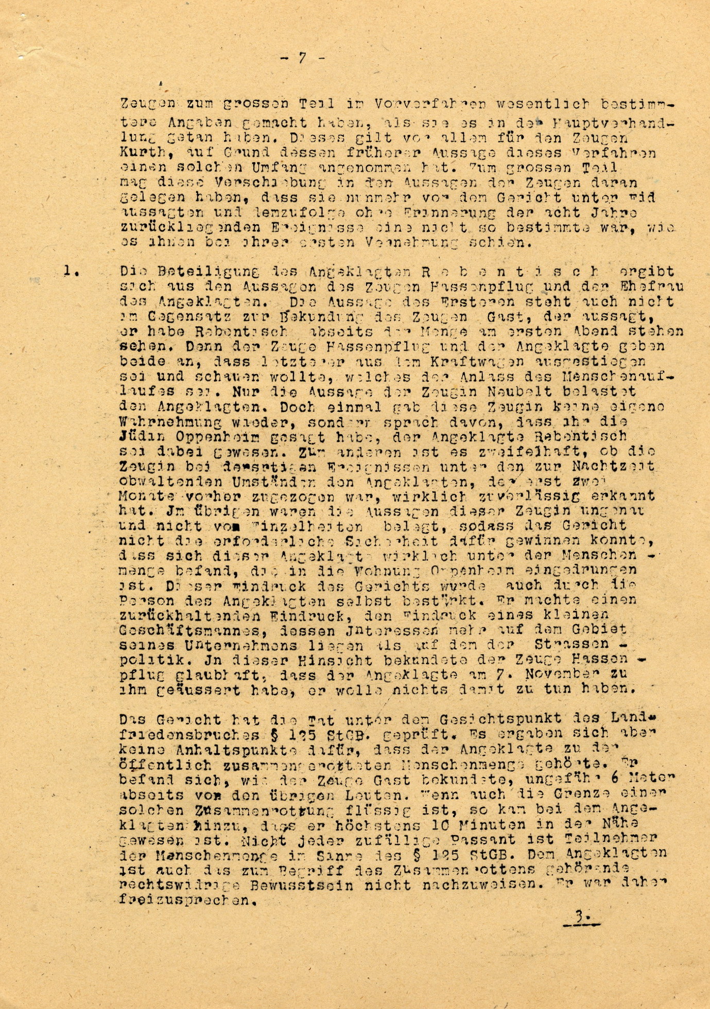 Urteil im Prozess gegen Eisel u.a. wegen der Ausschreitungen am 7./8./9. November 1938 in Bebra, 17. Dezember 1946