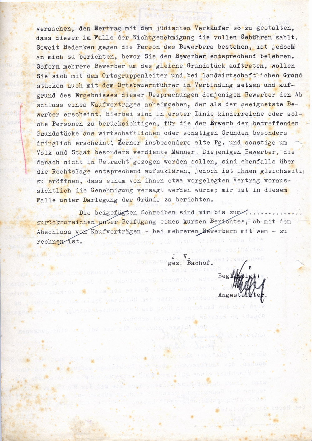 Der Landrat in Marburg an den Bürgermeister in Roth zum Verfahren beim Verkauf jüdischer Grundstücke unter Bezug auf den Kaufvertrag Paul Hormel - Konrad Eidam, 2. Februar 1939