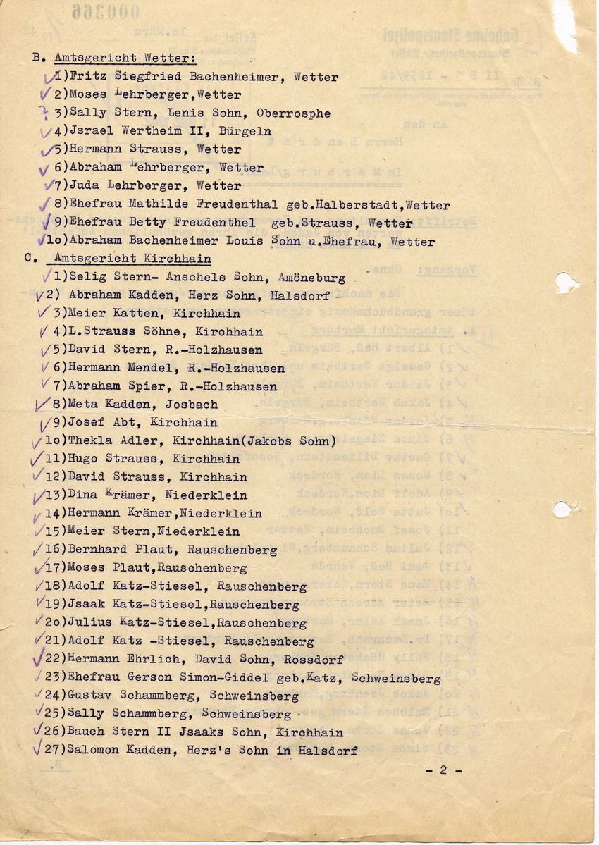 Verfügung der Staatspolizeistelle in Kassel betreffend Eigentum in jüdischem Besitz, 10. März 1942.
