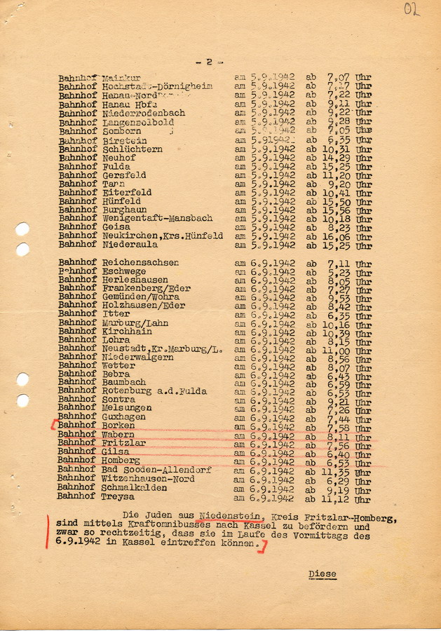 Schreiben der GeStaPo Kassel an Landräte, Bürgermeister und Polizei. Details zu Planung und Ausführung der Deportation vom 6. September 1942 nach Theresienstadt, 28. August 1942