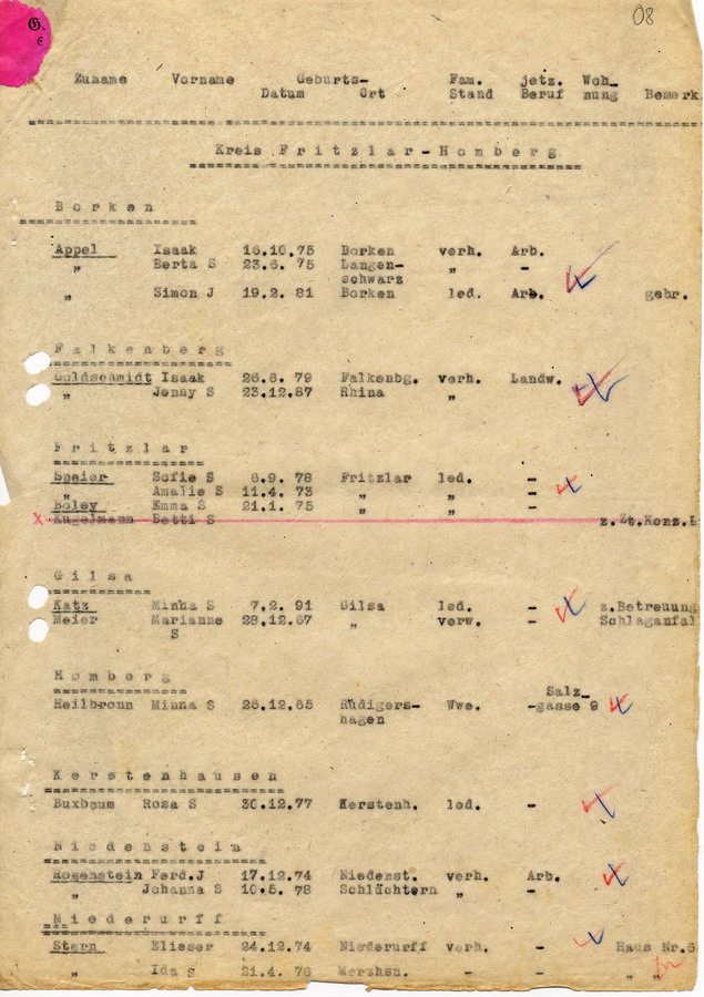 Schreiben der GeStaPo in Kassel an Landräte, Bürgermeister und  Polizei. Detaillierte Informationen zu den Vorbereitungen und Personenlisten, 25. August 1942
